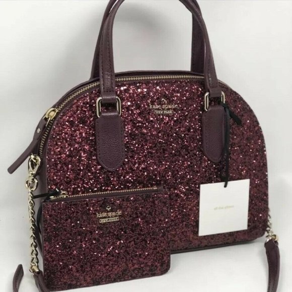 kate spade Handbags - NWT Kate Spade Reiley Glitter Satchel+Key Wristlet